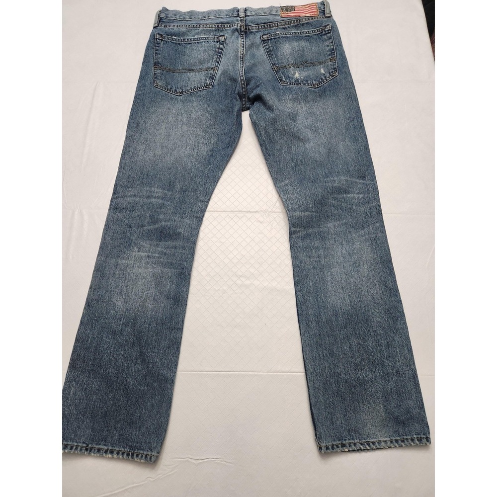 Denim & Supply RL Jeans Mens 33x30 Blue Bootcut Distressed USA Flag Denim Pants - Picture 15 of 16